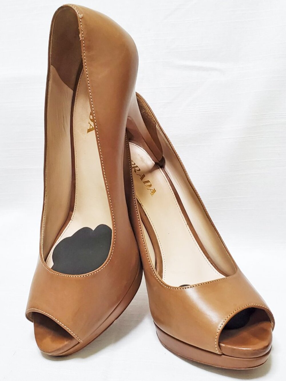Authentic PRADA Nude Leather Peeptoe Stiletto Size 39 - Picture 10 of 16